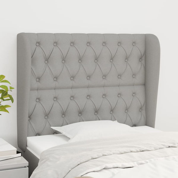 vidaXL Wingback Headboard Light Grey 93x23x118/128 cm Fabric