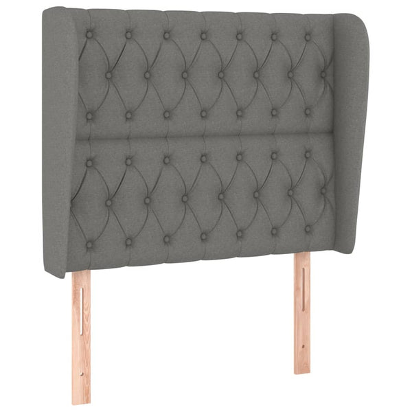 vidaXL Wingback Headboard Dark Grey 93x23x118/128 cm Fabric