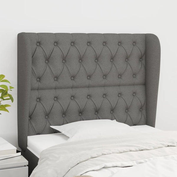 vidaXL Wingback Headboard Dark Grey 93x23x118/128 cm Fabric