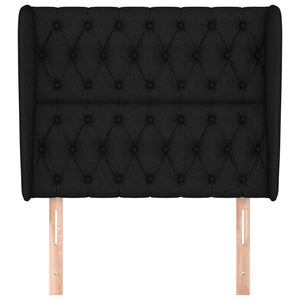 vidaXL Wingback Headboard Black 93x23x118/128 cm Fabric