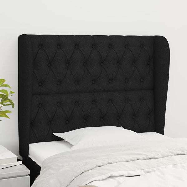 vidaXL Wingback Headboard Black 93x23x118/128 cm Fabric