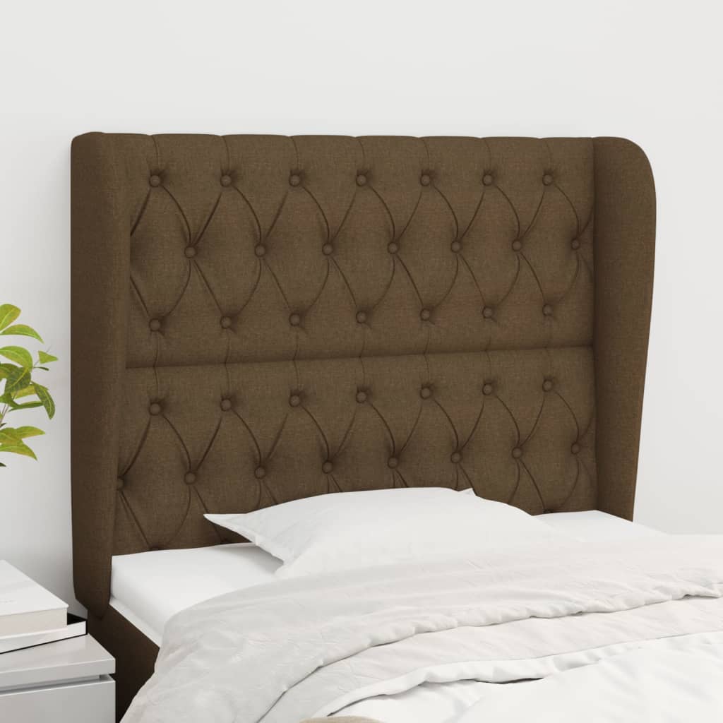 vidaXL Wingback Headboard Dark Brown 93x23x118/128 cm Fabric