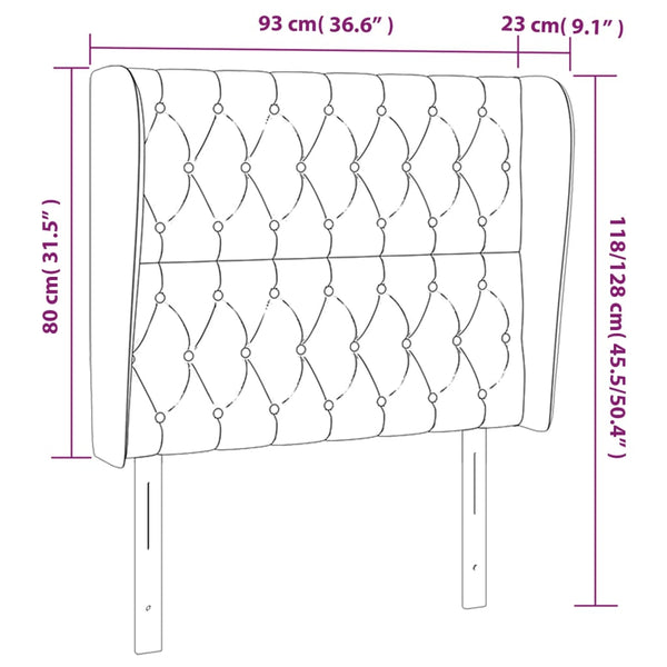 vidaXL Wingback Headboard Cream 93x23x118/128 cm Fabric