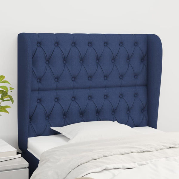 vidaXL Wingback Headboard Blue 93x23x118/128 cm Fabric