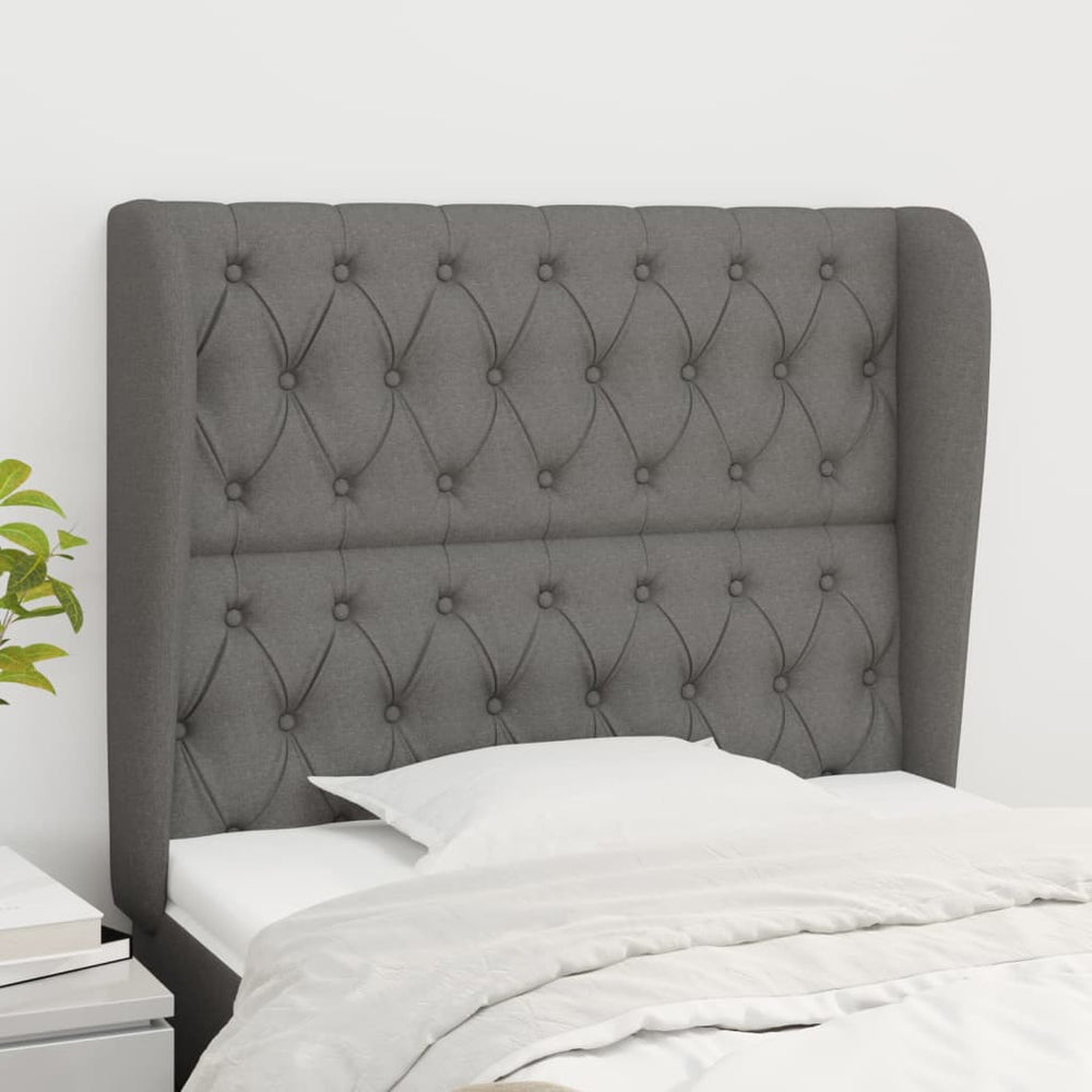 vidaXL Wingback Headboard Dark Grey 103x23x118/128 cm Fabric
