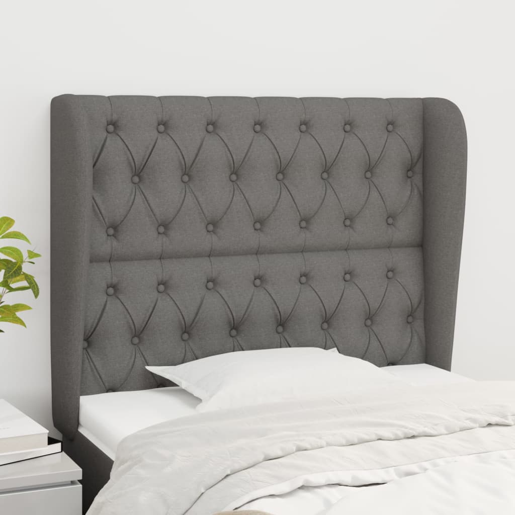 vidaXL Wingback Headboard Dark Grey 103x23x118/128 cm Fabric