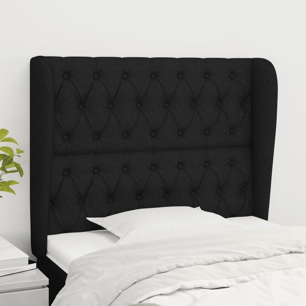 vidaXL Wingback Headboard Black 103x23x118/128 cm Fabric