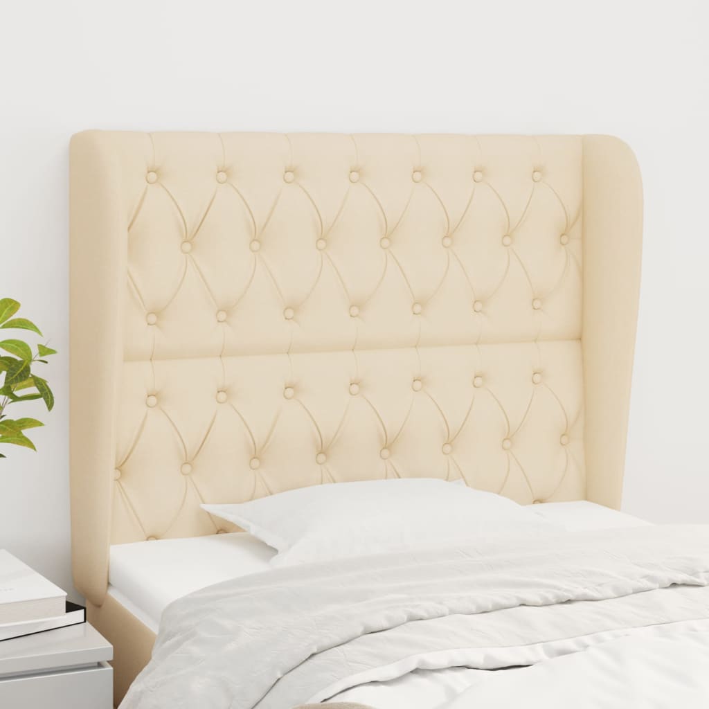 vidaXL Wingback Headboard Cream 103x23x118/128 cm Fabric