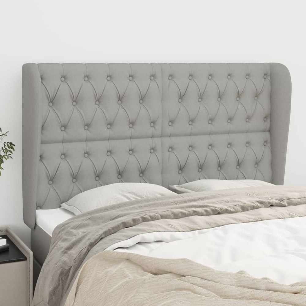 vidaXL Wingback Headboard Light Grey 147x23x118/128 cm Fabric