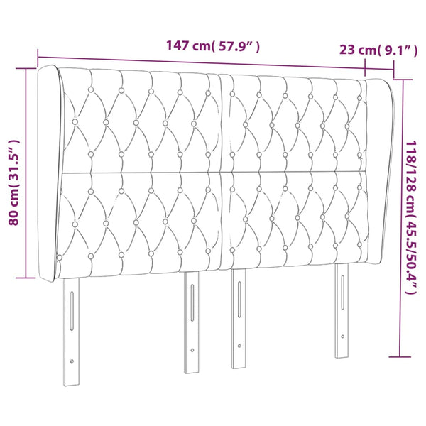 vidaXL Wingback Headboard Black 147x23x118/128 cm Fabric