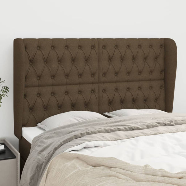 vidaXL Wingback Headboard Dark Brown 147x23x118/128 cm Fabric