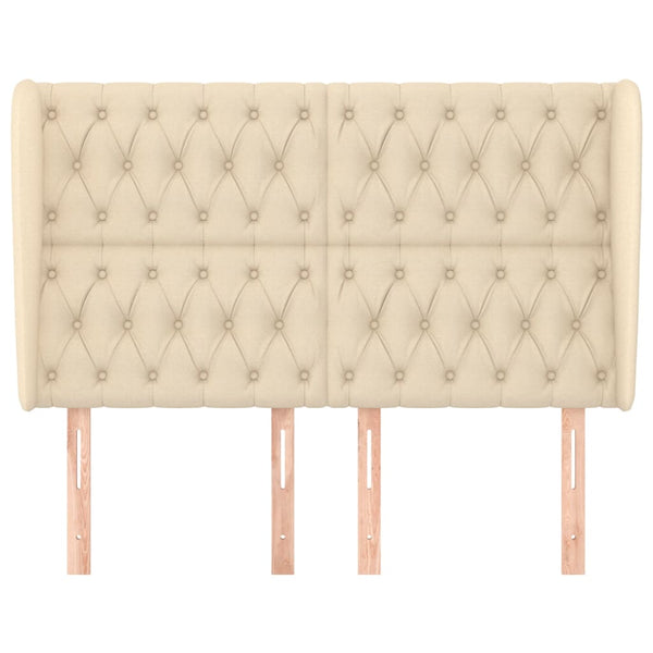vidaXL Wingback Headboard Cream 147x23x118/128 cm Fabric