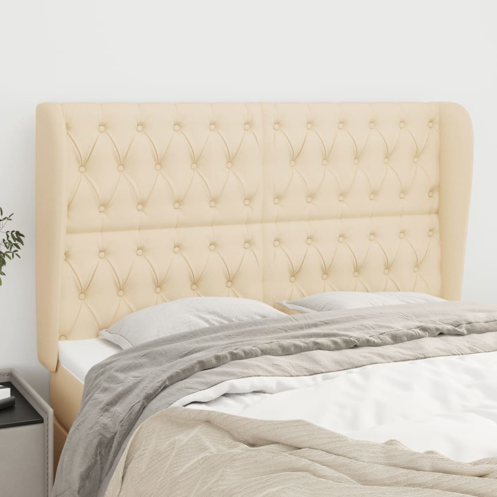 vidaXL Wingback Headboard Cream 147x23x118/128 cm Fabric