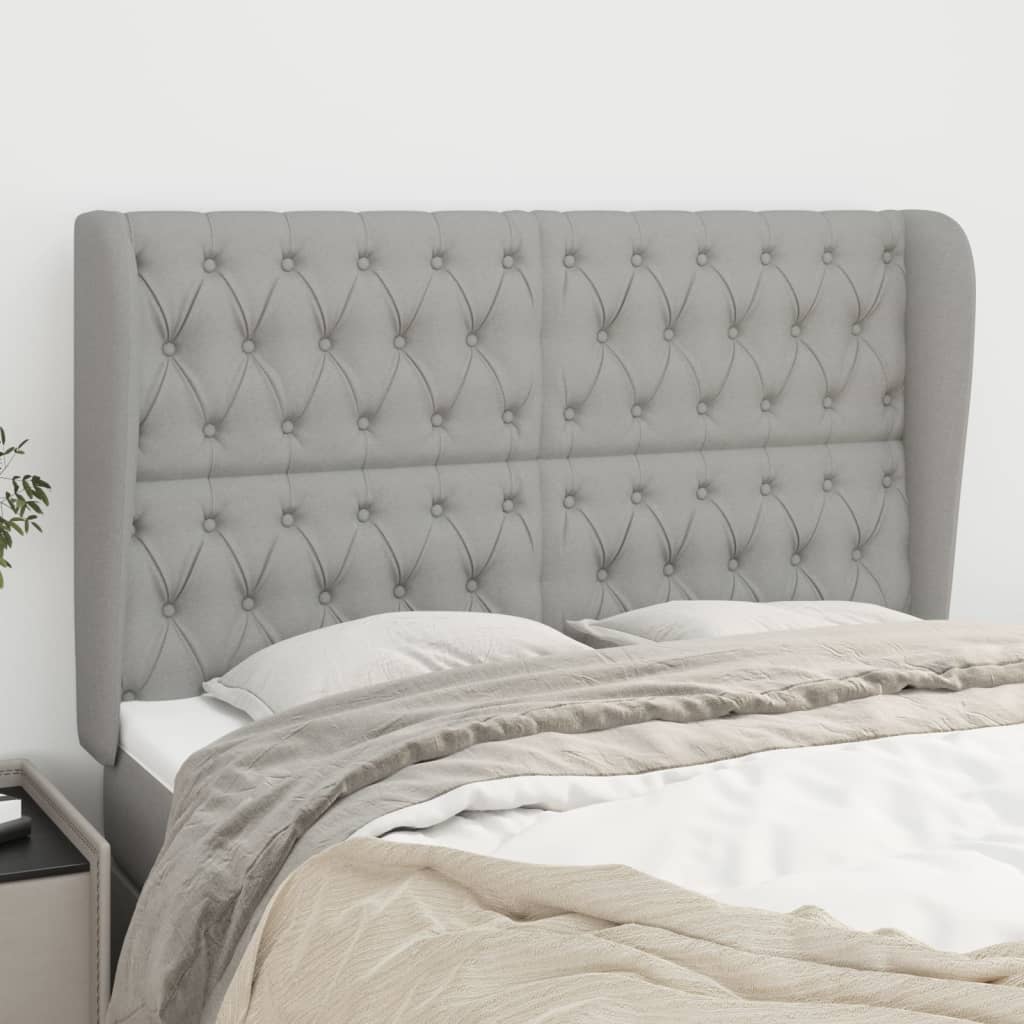 vidaXL Wingback Headboard Light Grey 163x23x118/128 cm Fabric