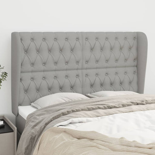 vidaXL Wingback Headboard Light Grey 163x23x118/128 cm Fabric