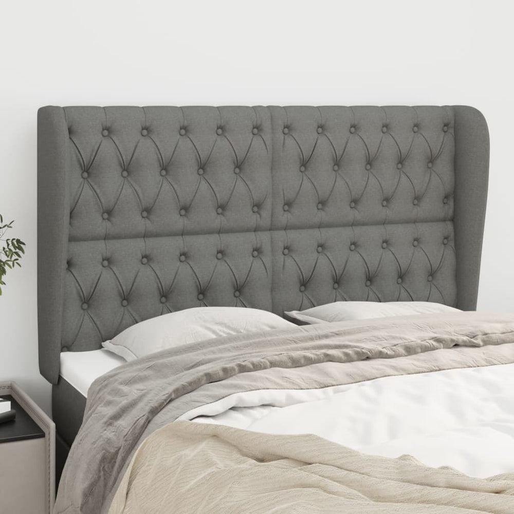 vidaXL Wingback Headboard Dark Grey 163x23x118/128 cm Fabric