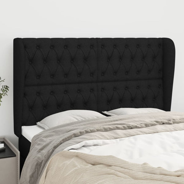 vidaXL Tufted Headboard Black 163x23x118/128 cm Fabric