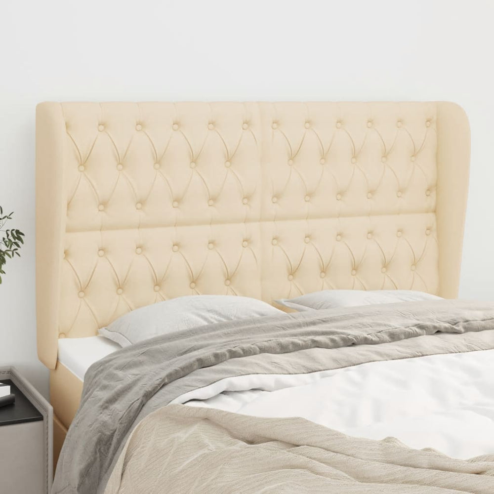 vidaXL Wingback Headboard Cream 163x23x118/128 cm Fabric