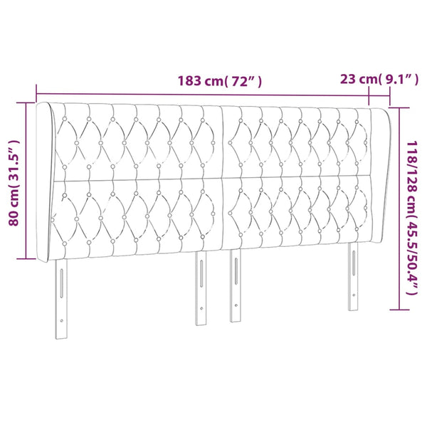 vidaXL Wingback Headboard Light Grey 183x23x118/128 cm Fabric