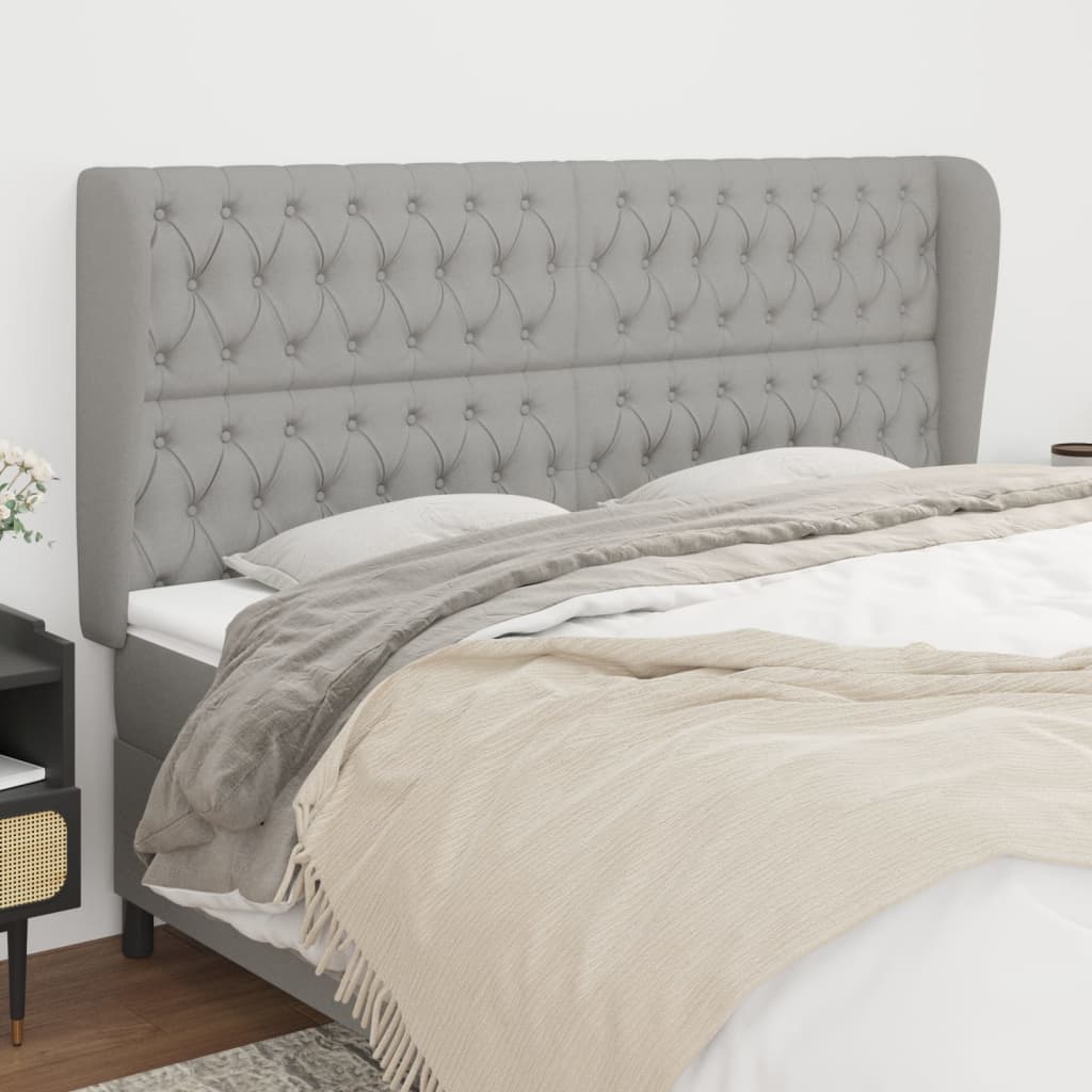 vidaXL Wingback Headboard Light Grey 183x23x118/128 cm Fabric