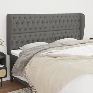 vidaXL Wingback Headboard Dark Grey 183x23x118/128 cm Fabric