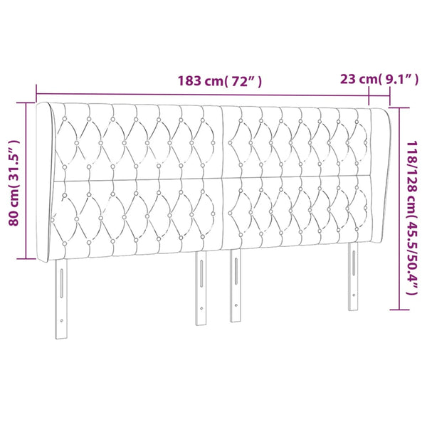 vidaXL Wingback Headboard Cream 183x23x118/128 cm Fabric
