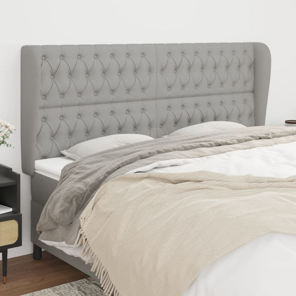 vidaXL Wingback Headboard Light Grey 203x23x118/128 cm Fabric