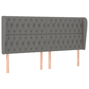 vidaXL Wingback Headboard Dark Gray 203x23x118/128 cm Fabric