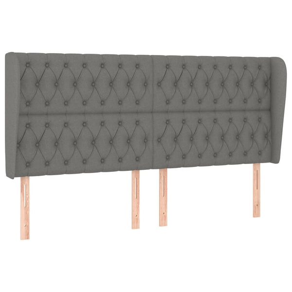 vidaXL Wingback Headboard Dark Gray 203x23x118/128 cm Fabric