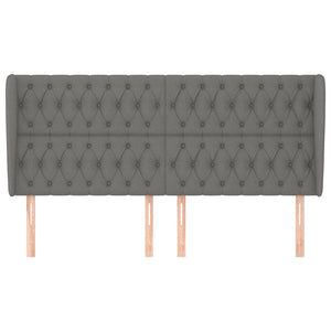vidaXL Wingback Headboard Dark Gray 203x23x118/128 cm Fabric