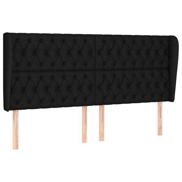 vidaXL Headboard with Wings Black 203x23x118/128 cm Fabric