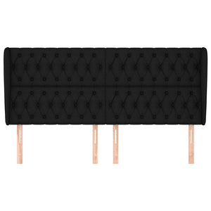 vidaXL Headboard with Wings Black 203x23x118/128 cm Fabric