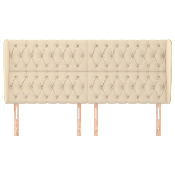 vidaXL Tufted Headboard Cream 203x23x118/128 cm Fabric