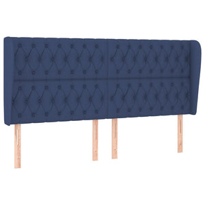 vidaXL Wingback Headboard Blue 203x23x118/128 cm Fabric
