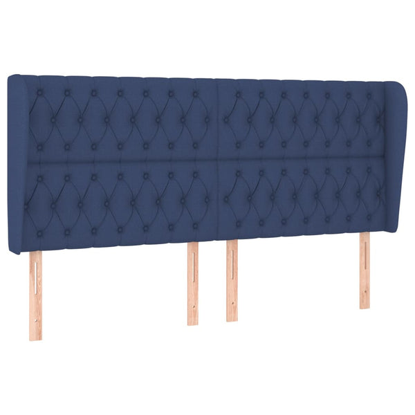 vidaXL Wingback Headboard Blue 203x23x118/128 cm Fabric