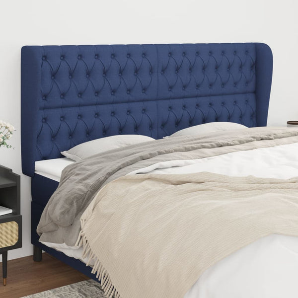 vidaXL Wingback Headboard Blue 203x23x118/128 cm Fabric