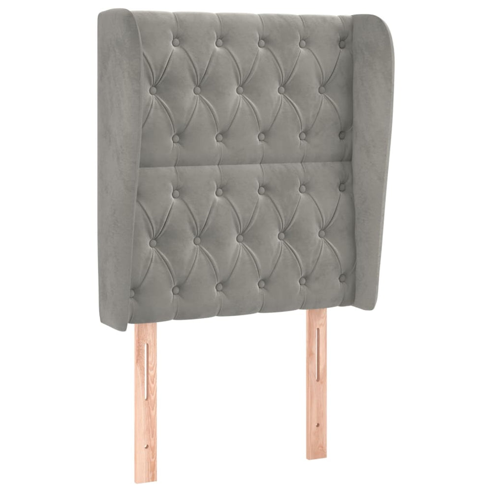 vidaXL Wingback Headboard Light Grey 83x23x118/128 cm Velvet