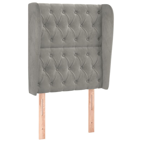 vidaXL Wingback Headboard Light Grey 83x23x118/128 cm Velvet