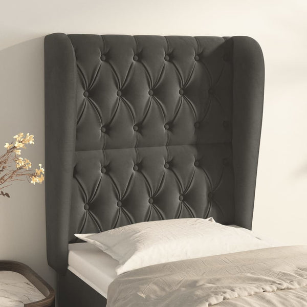 vidaXL Wingback Headboard Dark Grey 83x23x118/128 cm Velvet