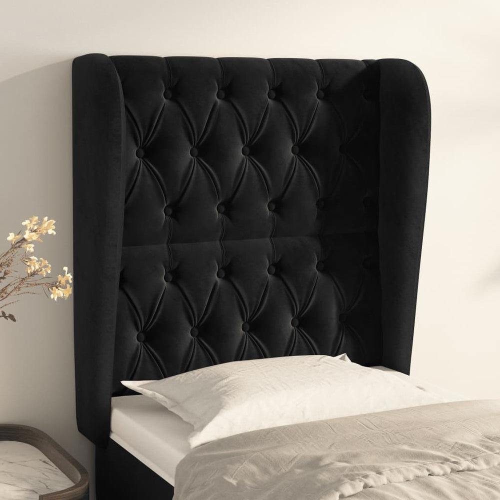 vidaXL Wingback Headboard Black 83x23x118/128 cm Velvet