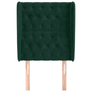 vidaXL Tufted Headboard with Wings Dark Green 83x23x118/128 cm Velvet