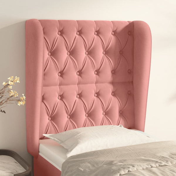 vidaXL Wingback Headboard Pink 83x23x118/128 cm Velvet