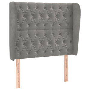 vidaXL Wingback Headboard Light Gray 93x23x118/128 cm Velvet