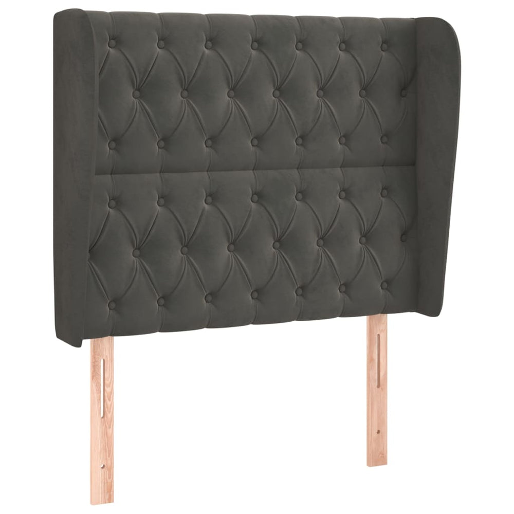 vidaXL Wingback Headboard Dark Grey 93x23x118/128 cm Velvet