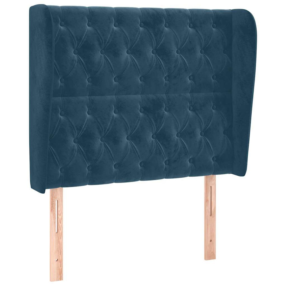 vidaXL Wingback Headboard Dark Blue 93x23x118/128 cm Velvet