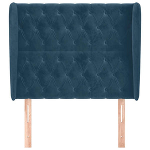 vidaXL Wingback Headboard Dark Blue 93x23x118/128 cm Velvet