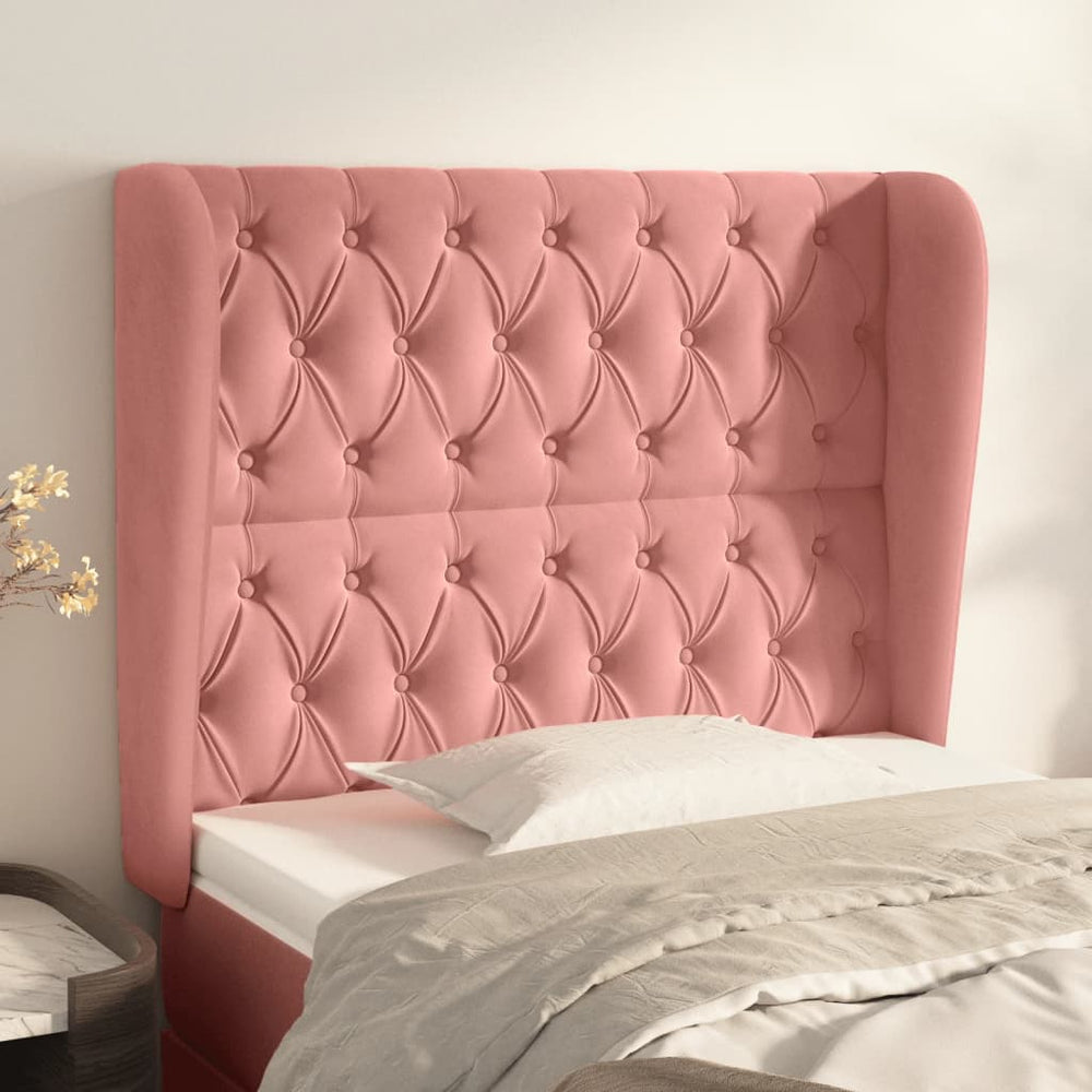 vidaXL Wingback Headboard Pink 93x23x118/128 cm Velvet