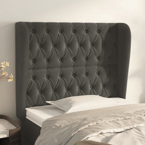 vidaXL Wingback Headboard Dark Grey 103x23x118/128 cm Velvet