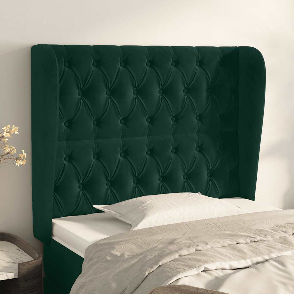 vidaXL Wingback Headboard Dark Green 103x23x118/128 cm Velvet