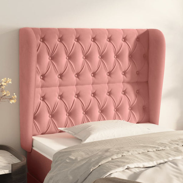 vidaXL Wingback Headboard Pink 103x23x118/128 cm Velvet